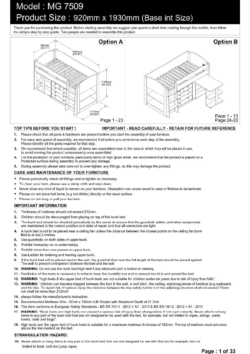 Page 1 de la notice Manuel utilisateur Flintshire Frankie