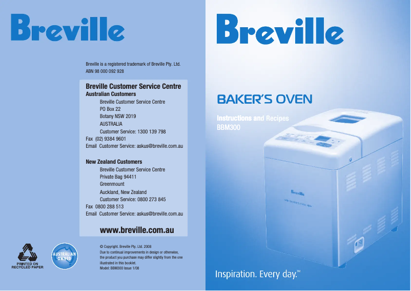 Page n°1 - Manuel utilisateur Breville BBM300