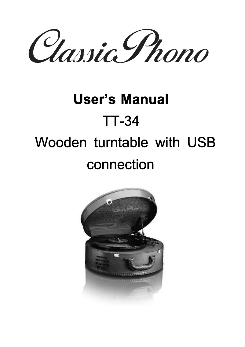 Page n°1 - Manuel utilisateur Lenco TT-34