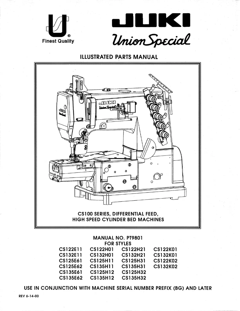 Page 1 de la notice Manuel utilisateur Union Special CS132H21