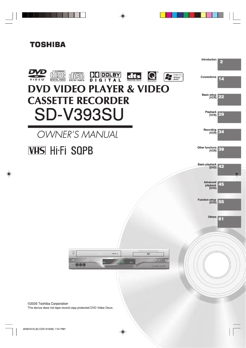 Page 1 de la notice Manuel utilisateur Toshiba SD-V393