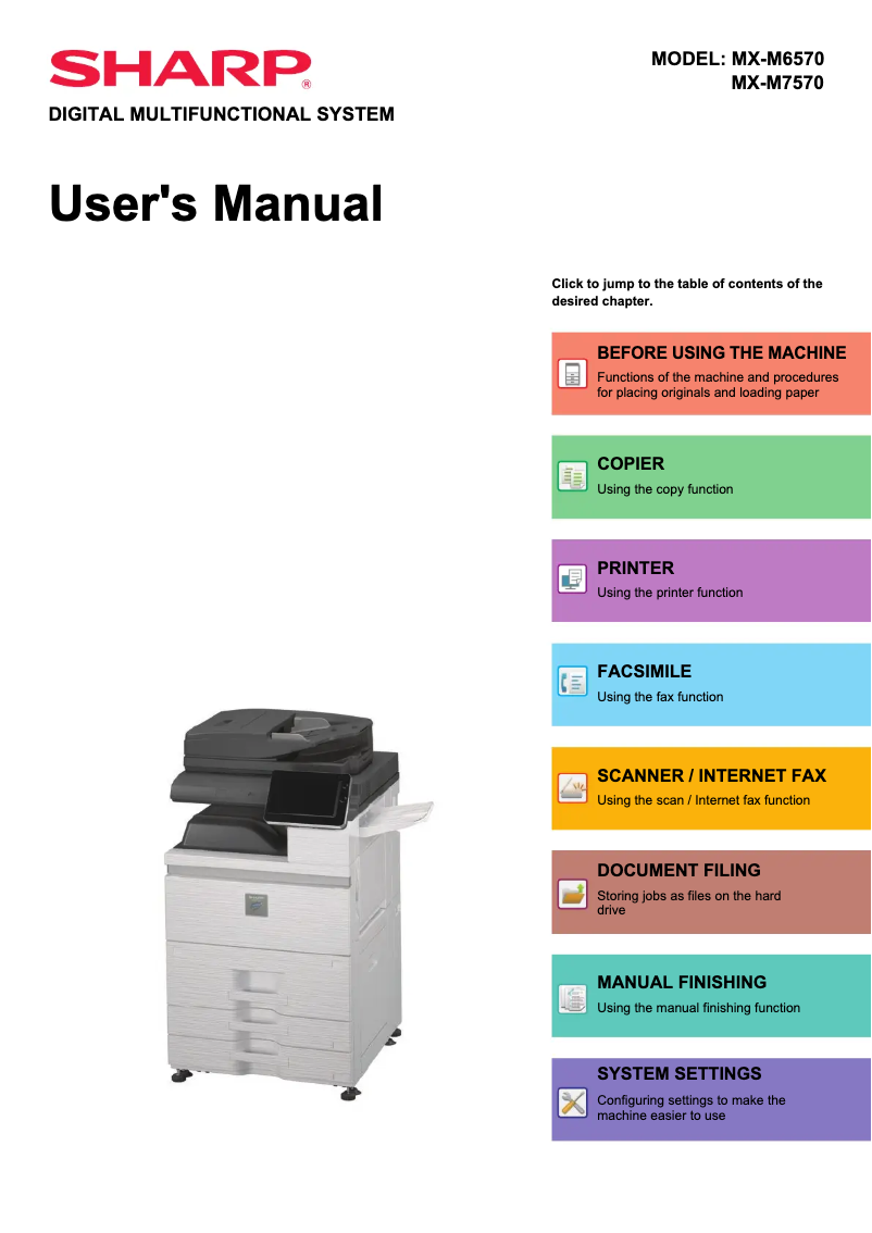 Page 1 of the manual User Manual Sharp MX-M6570
