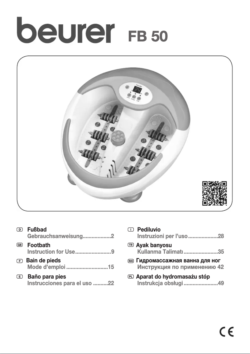 Page 1 de la notice Manuel utilisateur Beurer FB50