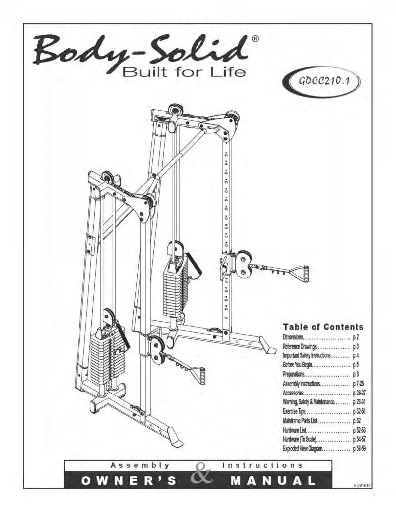 Page n°1 - Manuel utilisateur Body-Solid GDCC210