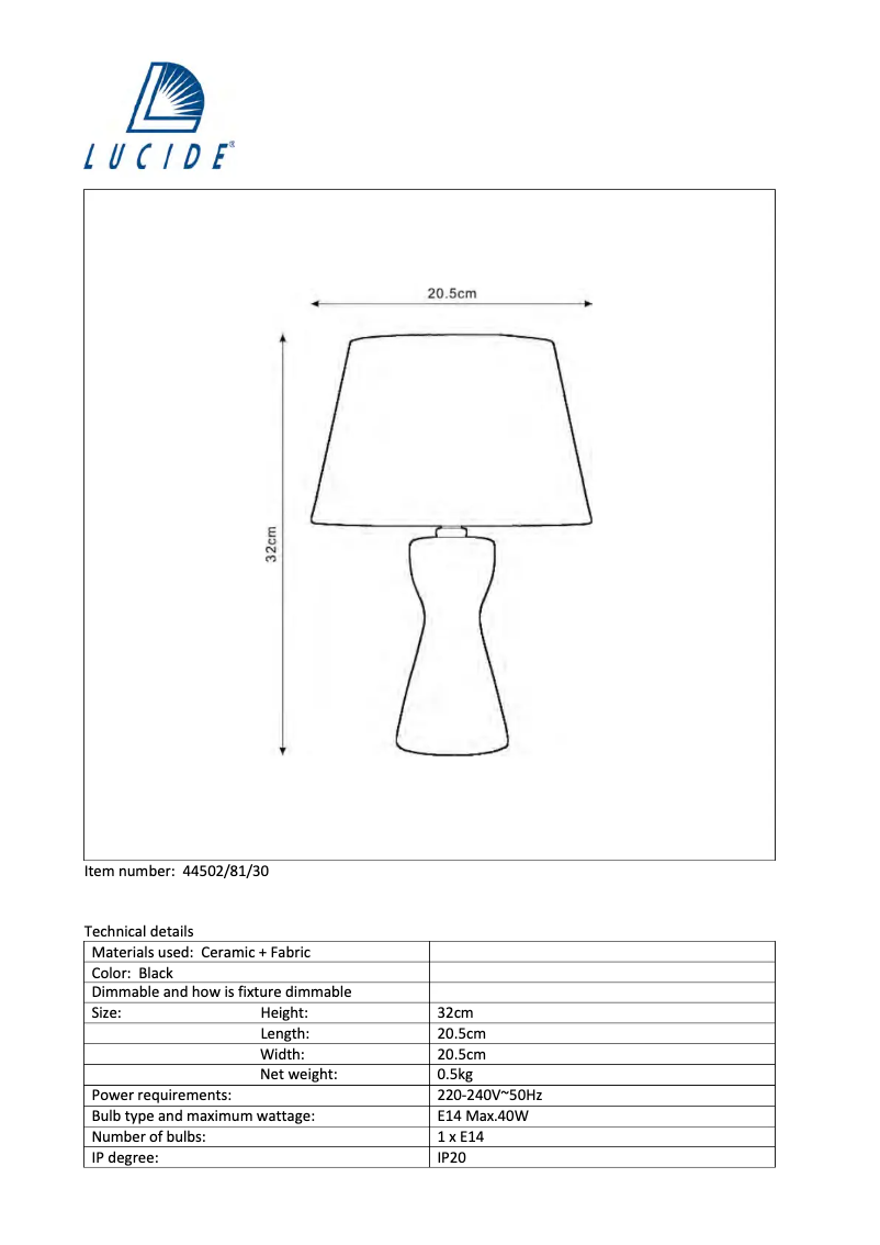 Page n°1 - Manuel utilisateur Lucide Tura 44502/81/30