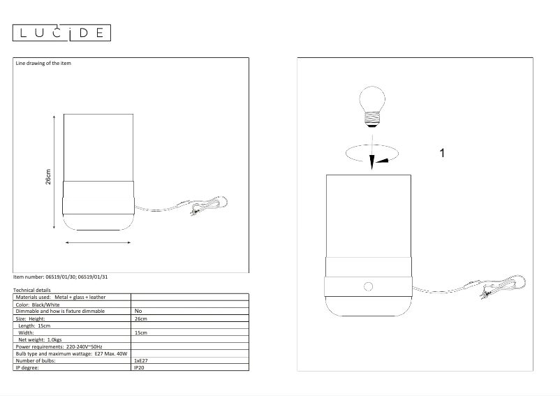 Página 1 del manual Manual de usuario Lucide Centur