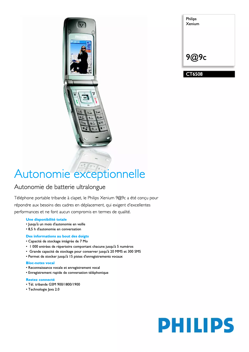 Page 1 of the manual Technical Sheet Philips CT6508