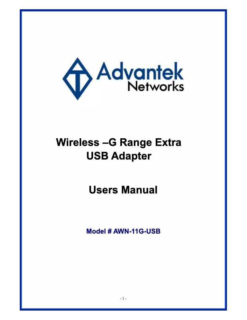 Image de la première page du manuel de l'appareil AWN-11G-USB