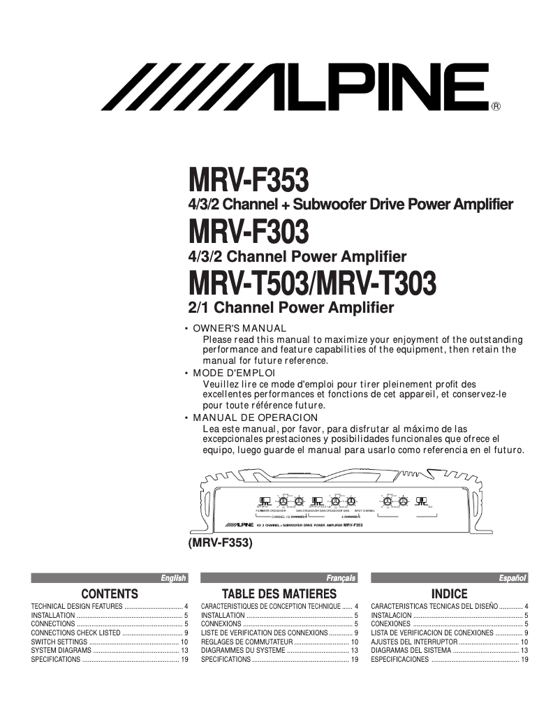 Page 1 de la notice Manuel utilisateur Alpine MRV-F353