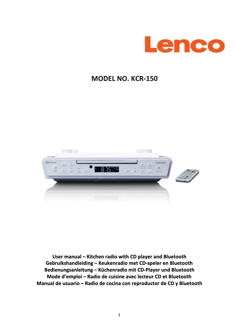 Page 1 of the manual User Manual Lenco KCR-150