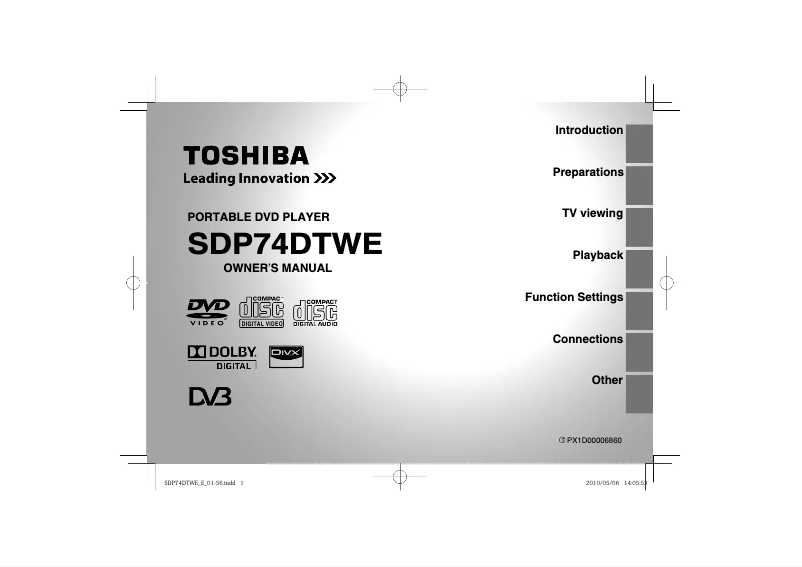 Page n°1 - Manuel utilisateur Toshiba SDP74DTWE