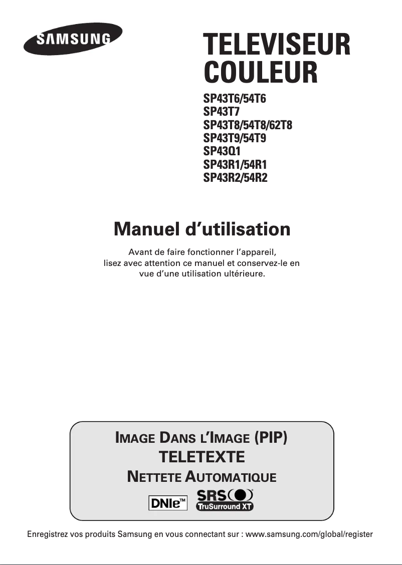 Page 1 de la notice Manuel utilisateur Samsung SP-54T8HE