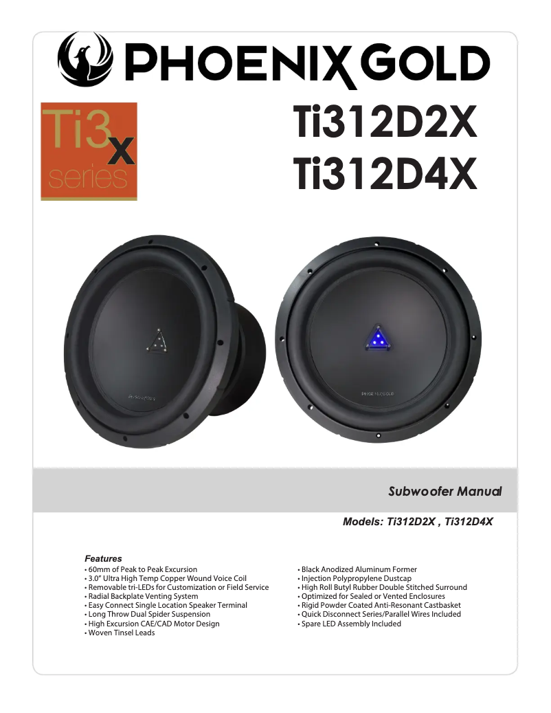 Page n°1 - Manuel utilisateur Phoenix Gold Ti312D2X