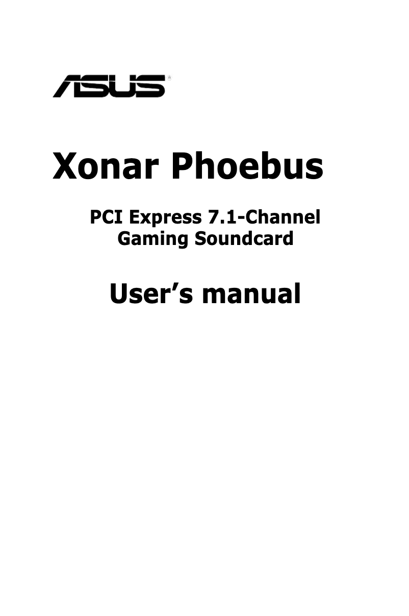Page 1 de la notice Manuel utilisateur Asus ROG Xonar Phoebus Solo