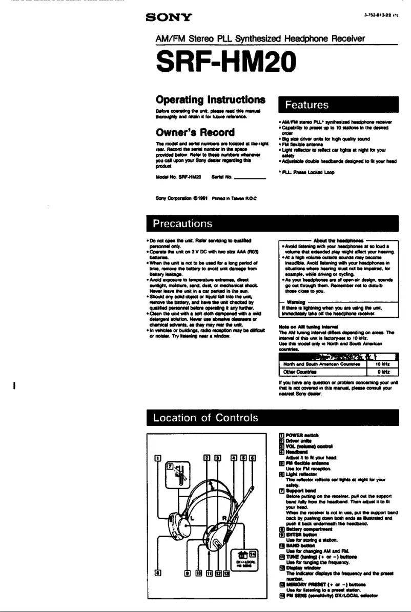 Página 1 del manual Manual de usuario Sony SRF-HM20