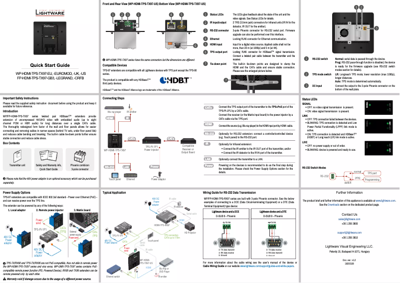 Page n°1 - Manuel utilisateur Lightware WP-HDMI-TPS-TX97-US