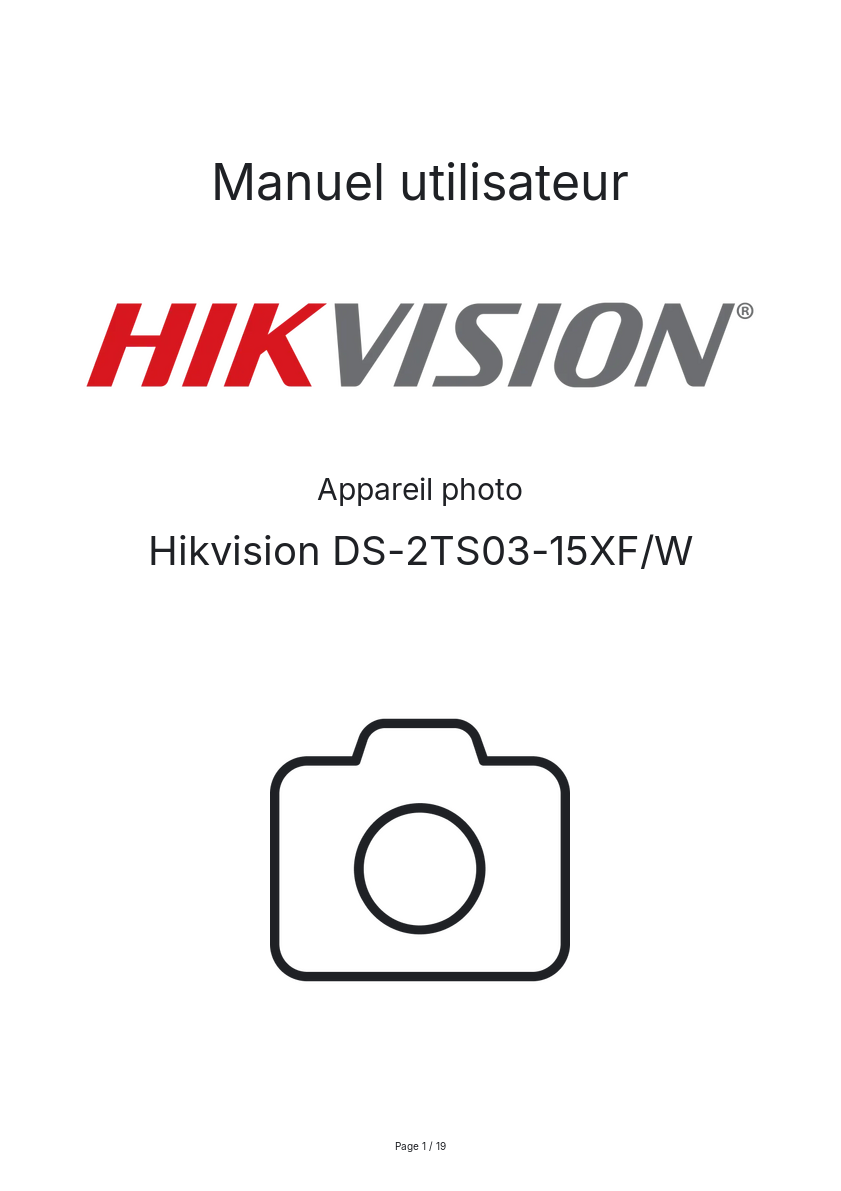 Image de la première page du manuel de l'appareil DS-2TS03-15XF/W