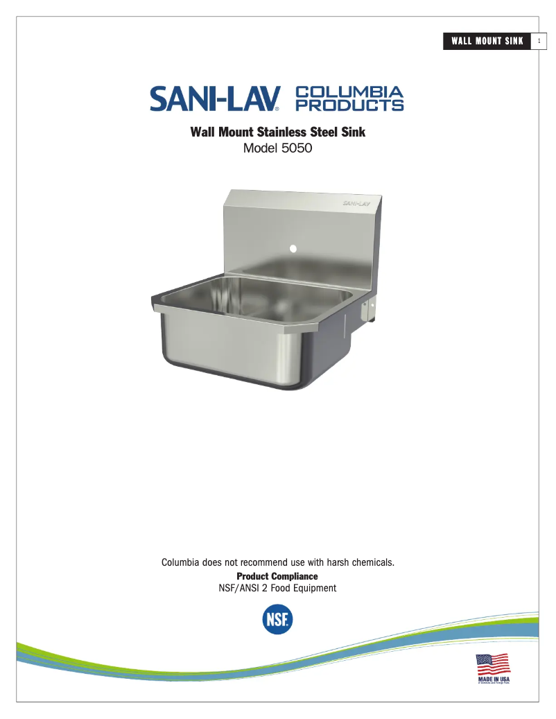 Page 1 de la notice Manuel utilisateur Sani-Lav 5050