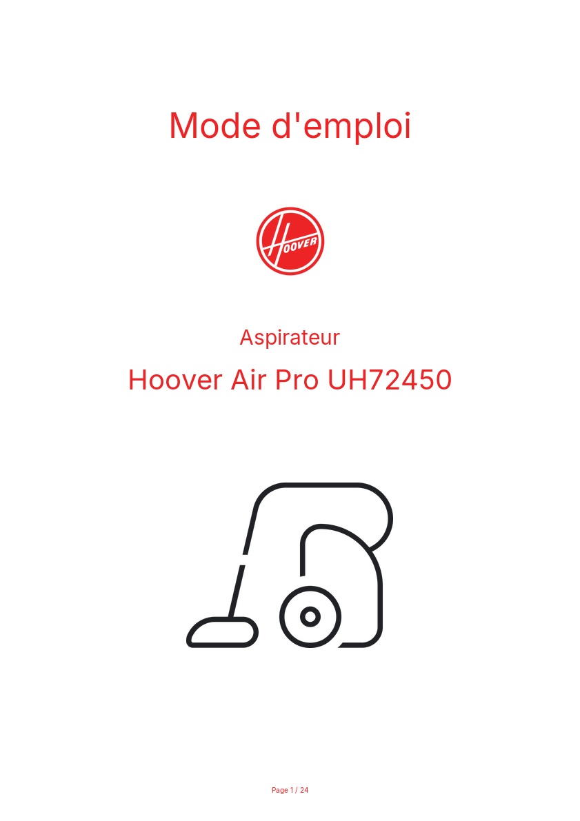 Image de la première page du manuel de l'appareil Air Pro UH72450