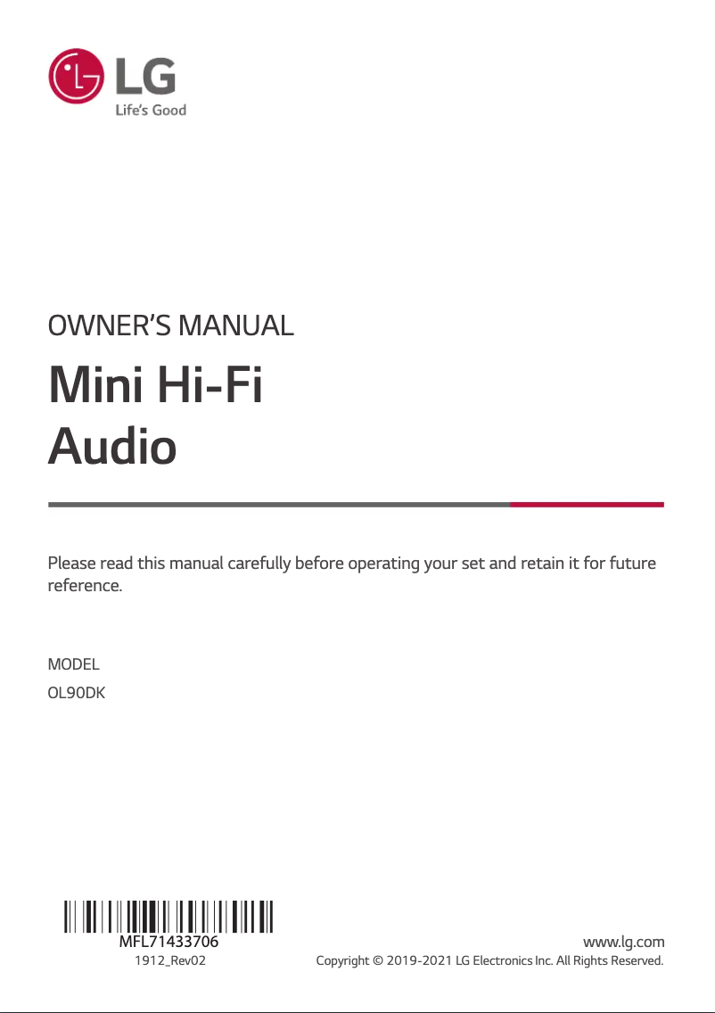 Página 1 del manual Manual de usuario LG OL90DK