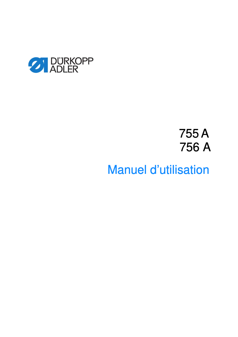 Page n°1 - Manuel utilisateur Dürkopp Adler 756 A