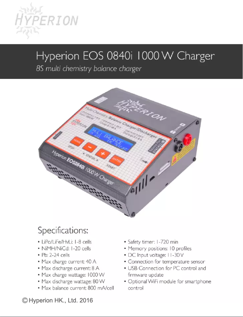 Page n°1 - Manuel utilisateur Hyperion EOS 0840i 8S DC Charger