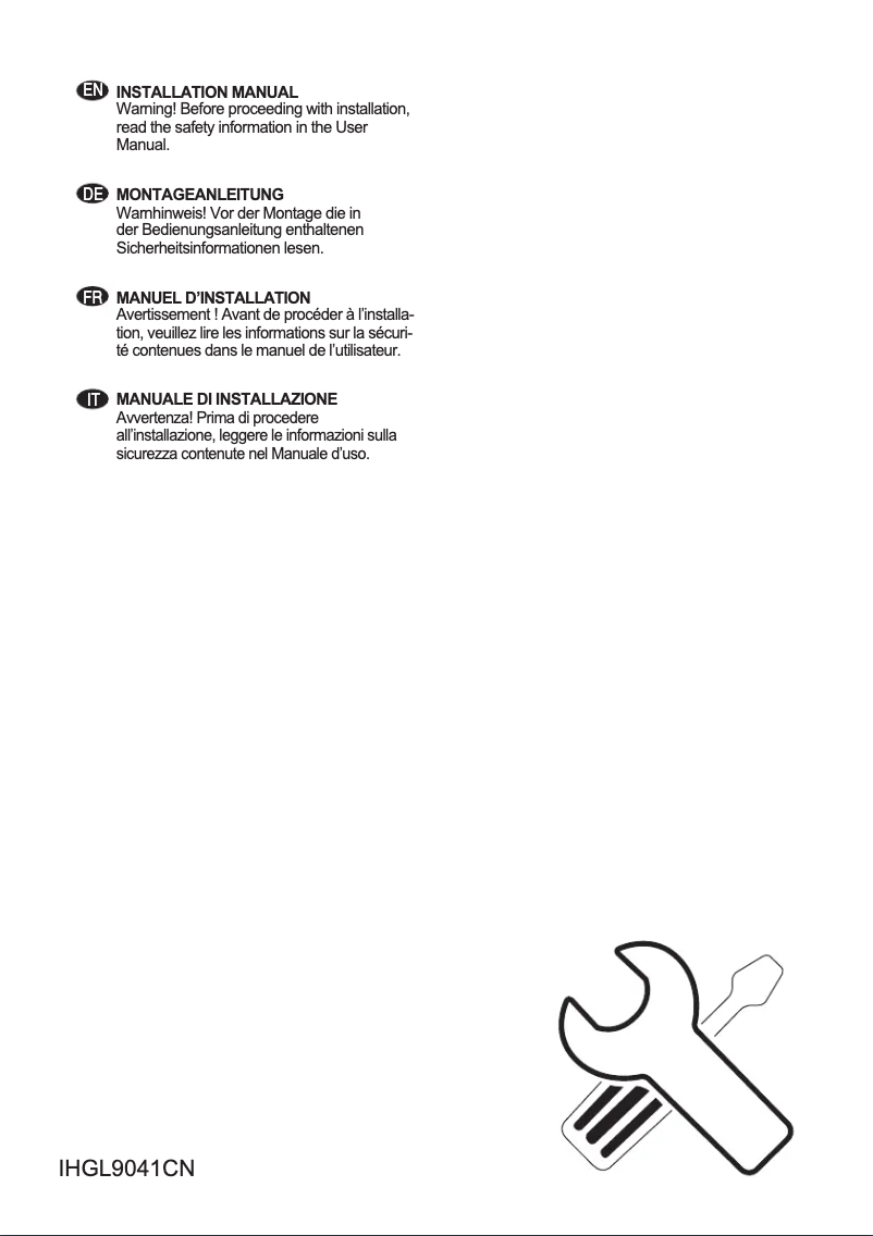 Page 1 de la notice Guide d'installation Electrolux IHGL9041CN