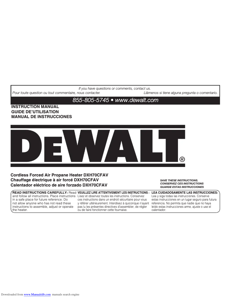 Image de la première page du manuel de l'appareil DXH70CFAV