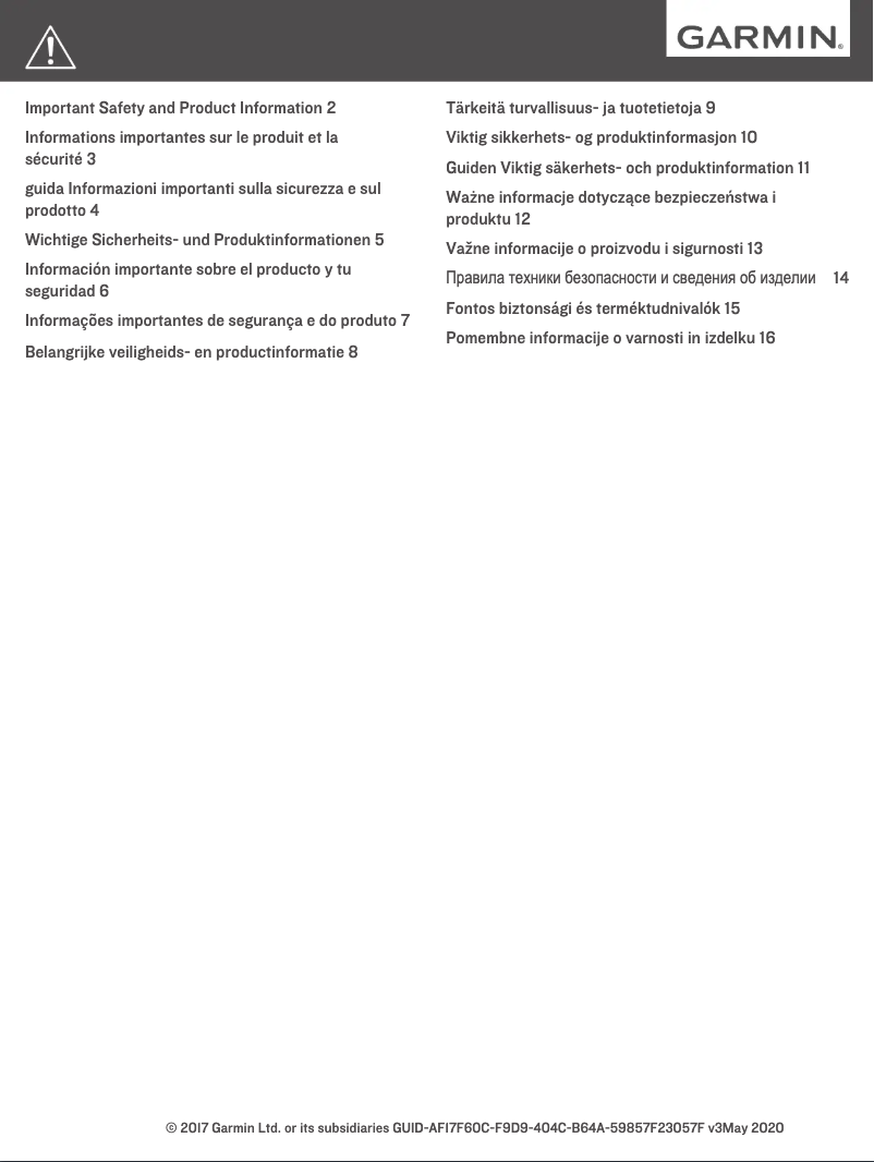 Page 1 de la notice Instructions de sécurité Garmin dēzl OTR800