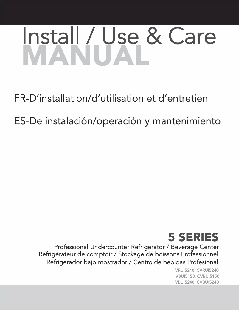 Page 1 de la notice Manuel utilisateur Viking VRUO5240DRSS