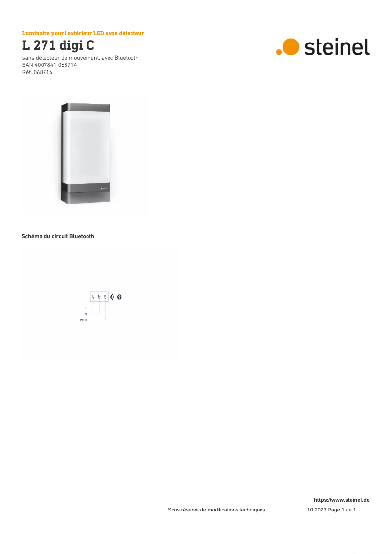 Page n°1 - Schéma de câblage Steinel L 271 Digi SC