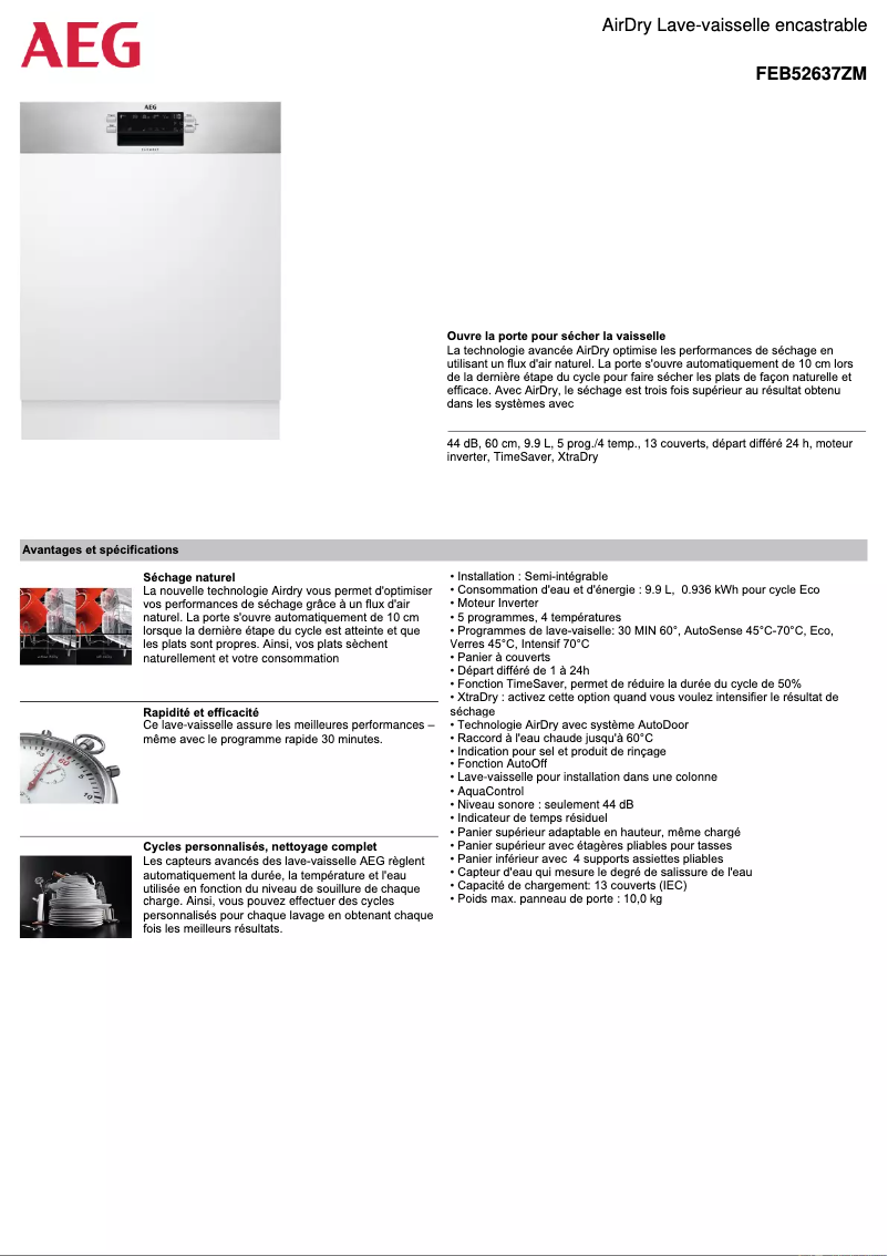 Página 1 del manual Ficha técnica AEG FEB52637ZM