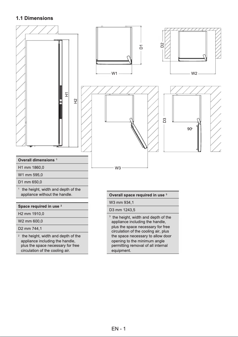 Page n°1 - Dessin technique Cylinda KF3285XLFVE