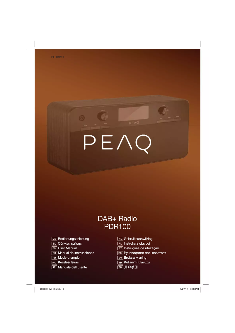 Page 1 de la notice Manuel utilisateur PEAQ DAB+ Radio PDR100