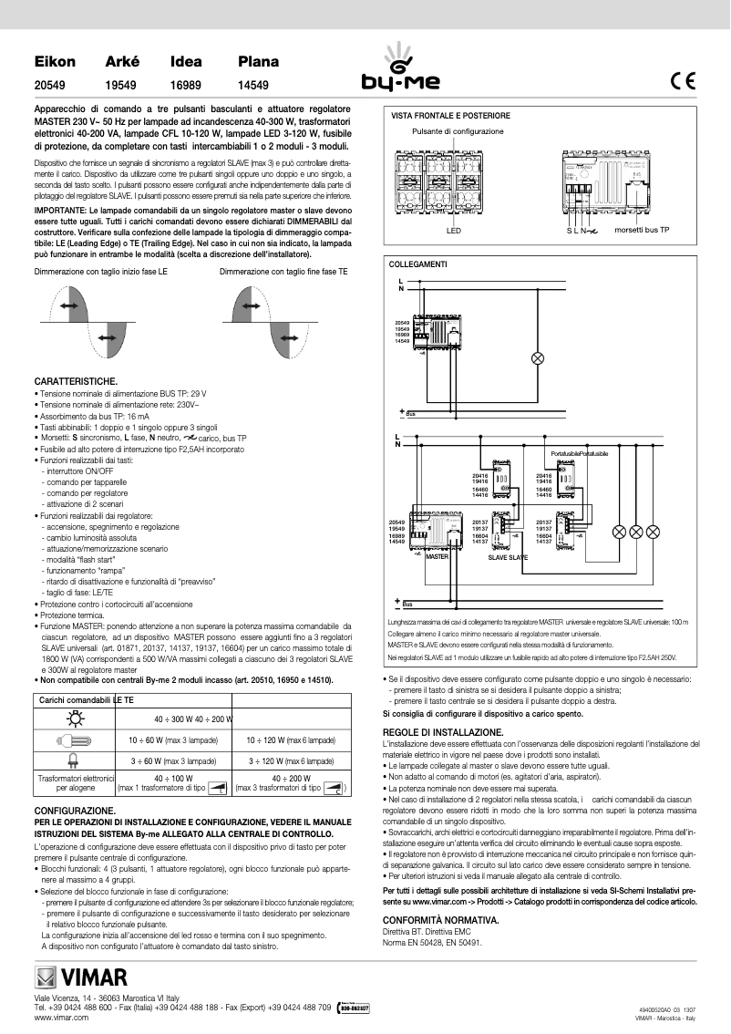 Page n°1 - Manuel utilisateur Vimar 20549