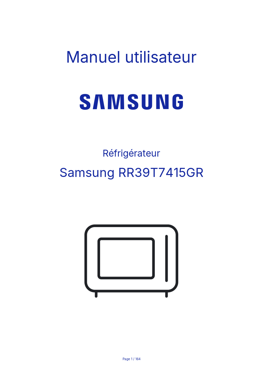 Page 1 de la notice Manuel utilisateur Samsung RR39T7415GR