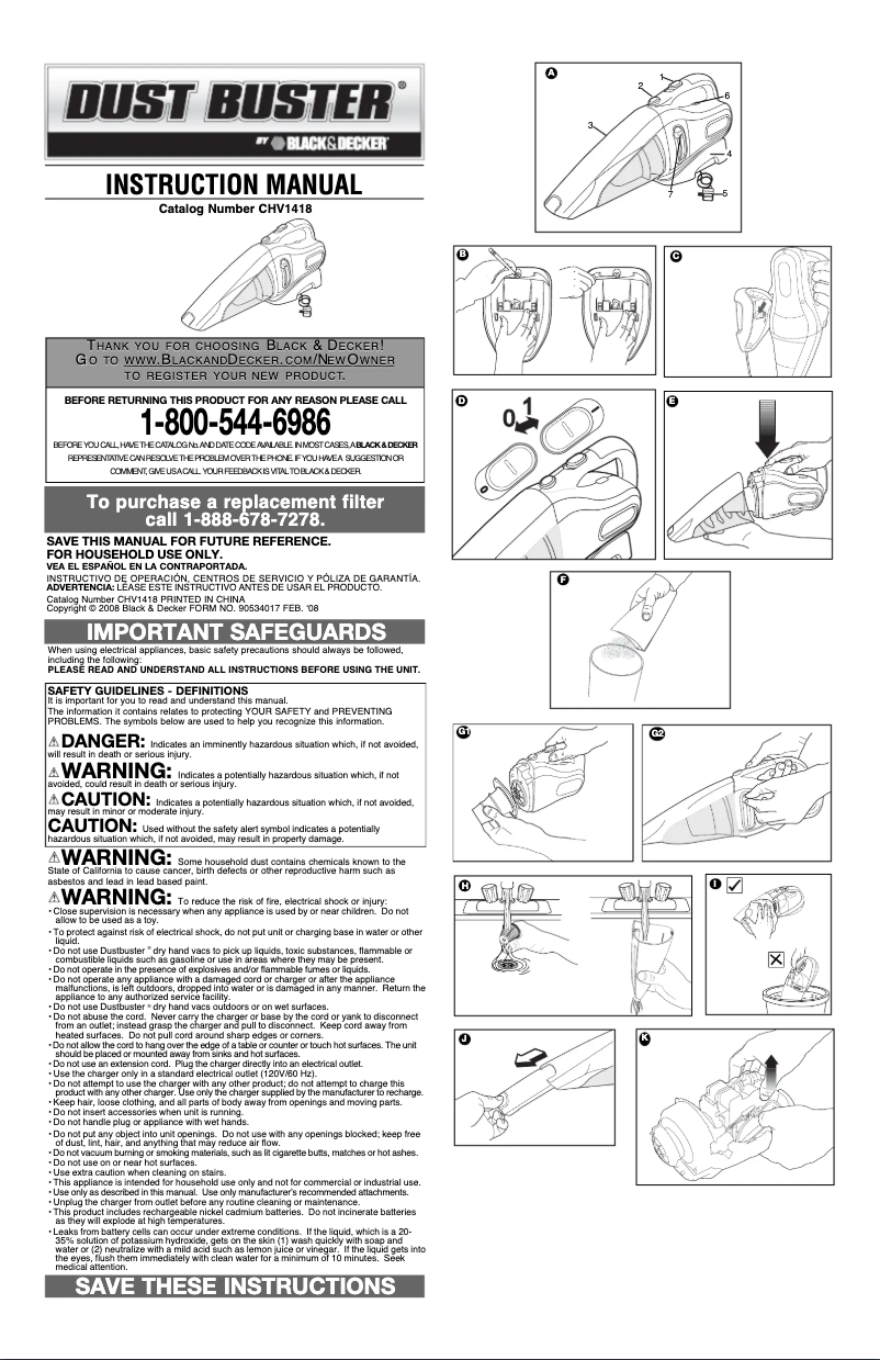 Page n°1 - Manuel utilisateur Black & Decker CHV1418
