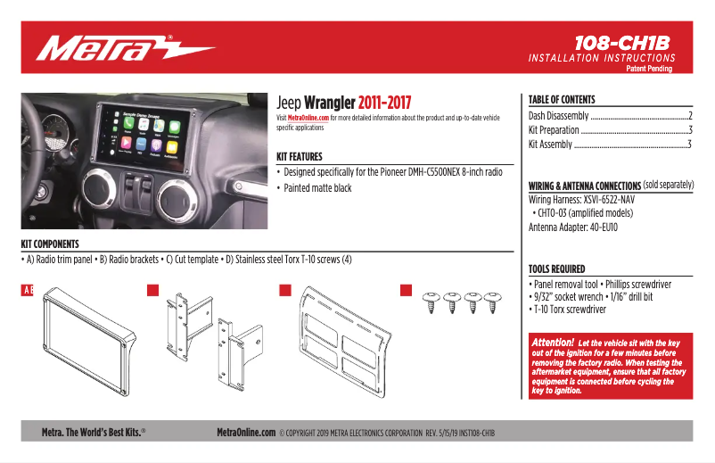 Page n°1 - Manuel utilisateur Metra 108-CH1B