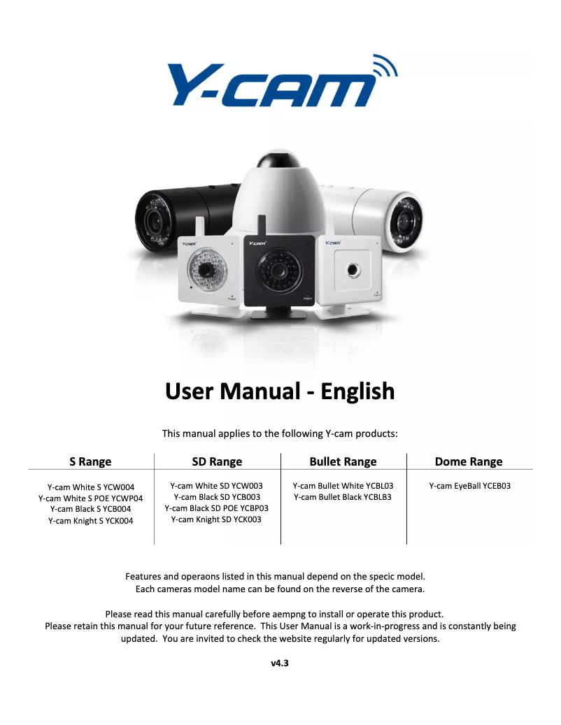 Page n°1 - Manuel utilisateur Y-cam EyeBall YCEB03