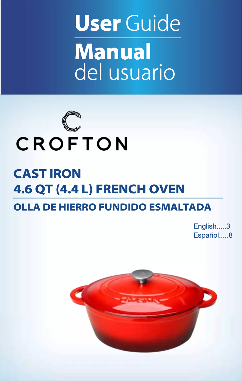 Página 1 del manual Manual de usuario Crofton 4.6 qt. Cast Iron French Oven