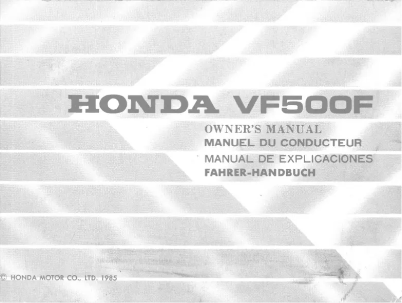 Page n°1 - Manuel utilisateur Honda VF500F (1985)