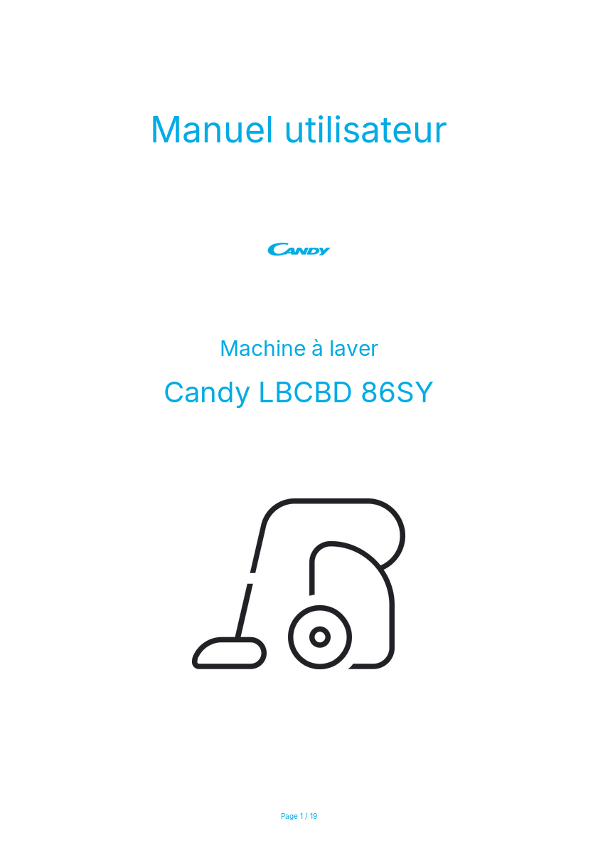Page n°1 - Manuel utilisateur Candy LBCBD 86SY