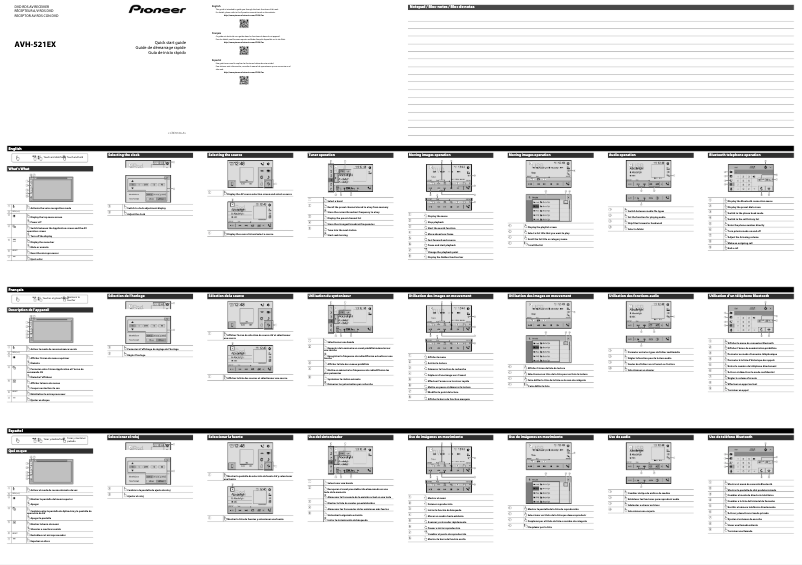 Page 1 de la notice Guide de démarrage rapide Pioneer AVH-521EX