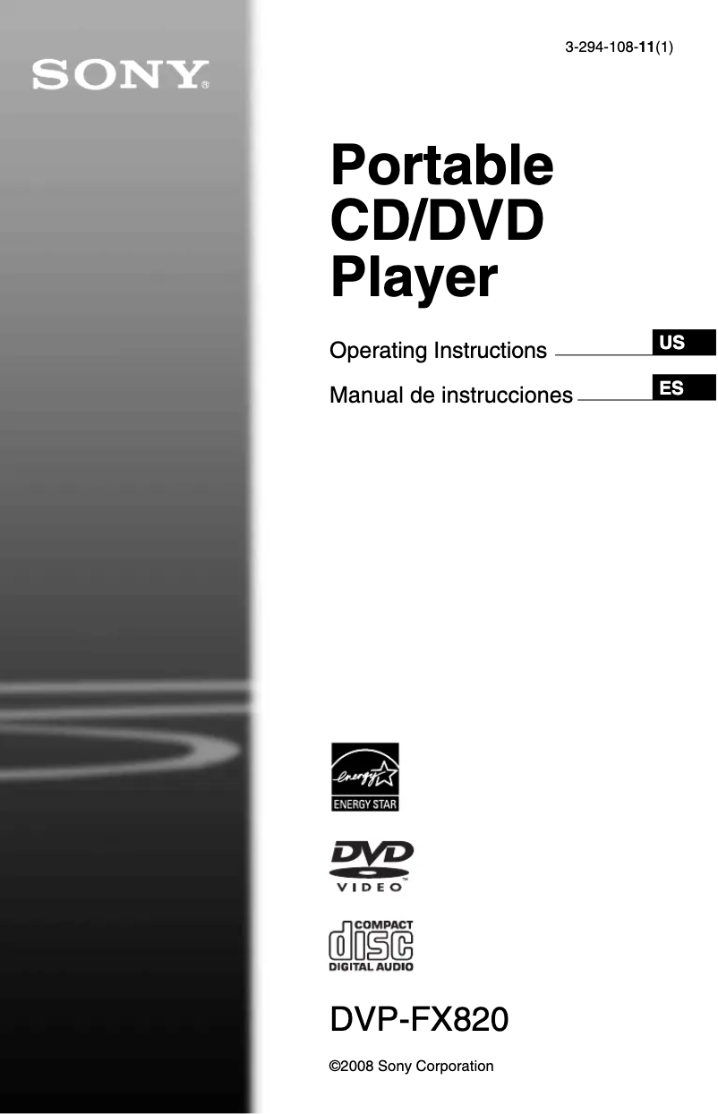 Page n°1 - Manuel utilisateur Sony DVP-FX820