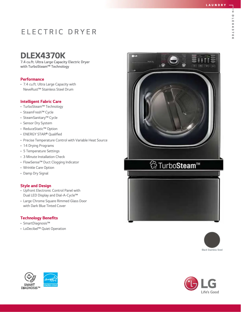 Page 1 of the manual Technical Sheet LG DLEX4370K