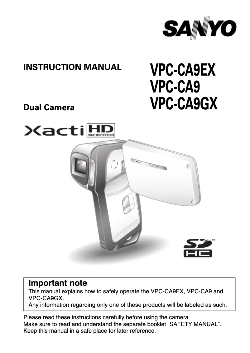 Image de la première page du manuel de l'appareil Xacti VPC-CA9EX