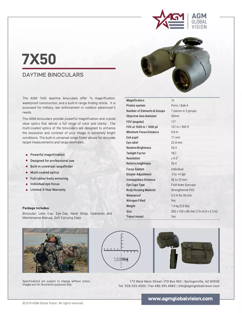 Page 1 de la notice Manuel utilisateur AGM 7X50