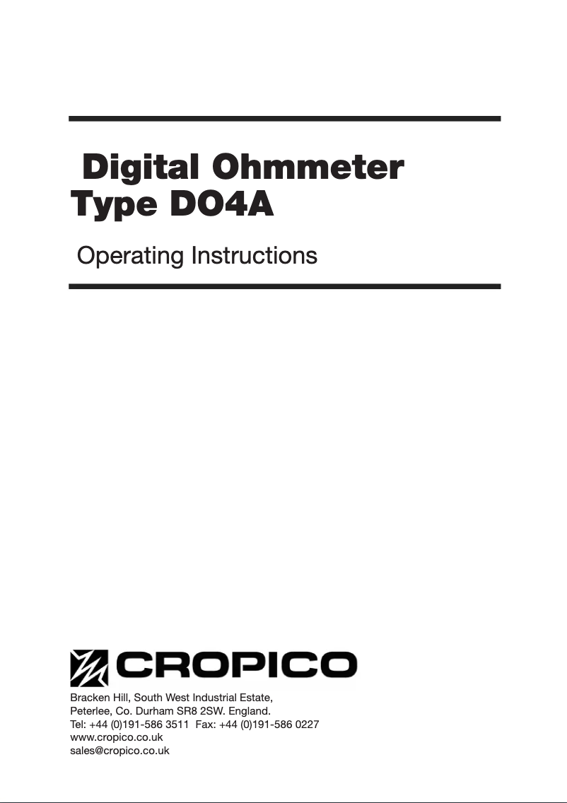 Page n°1 - Manuel utilisateur Cropico DO4A