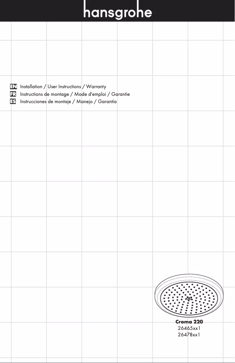 Page 1 de la notice Manuel utilisateur Grohe Croma 220