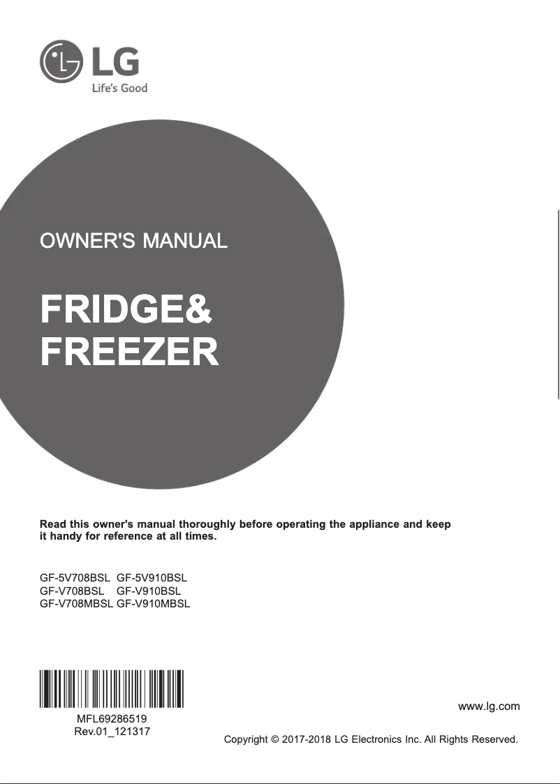 Página 1 del manual Manual de usuario LG GF-V708BSL